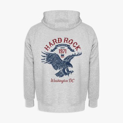 Adult Fit Eagle Zip Hoodie in Gray